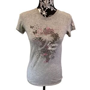 Vintage Y2K Lilu Laguna Beach Beaded Surf T Shirt Sequins